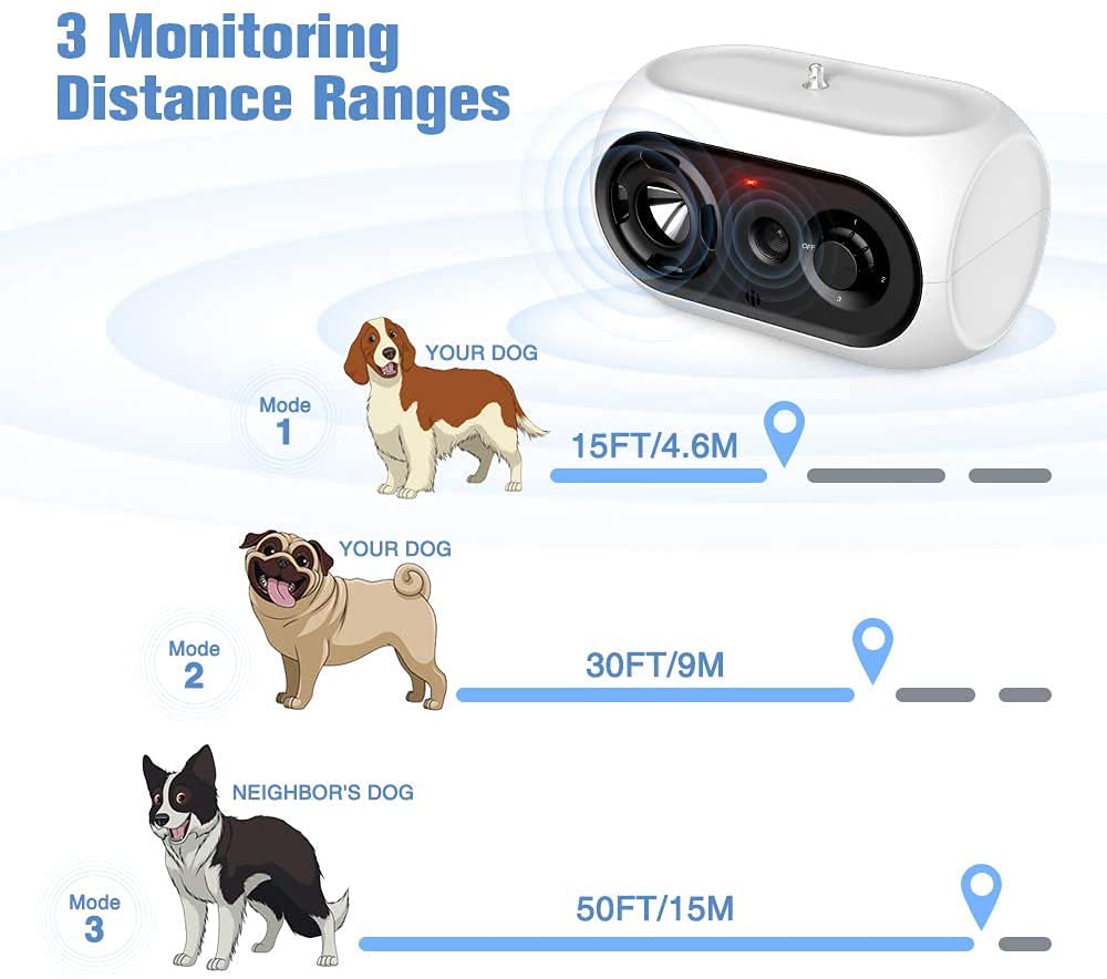 Anti Barking Device, Dog Barking Deterrent Devices up to 50FT Long Range Control, 3 Adjustable Levels Dog Deterrent Stop Dog Barking Device, Bark Control Device Indoor Outdoor