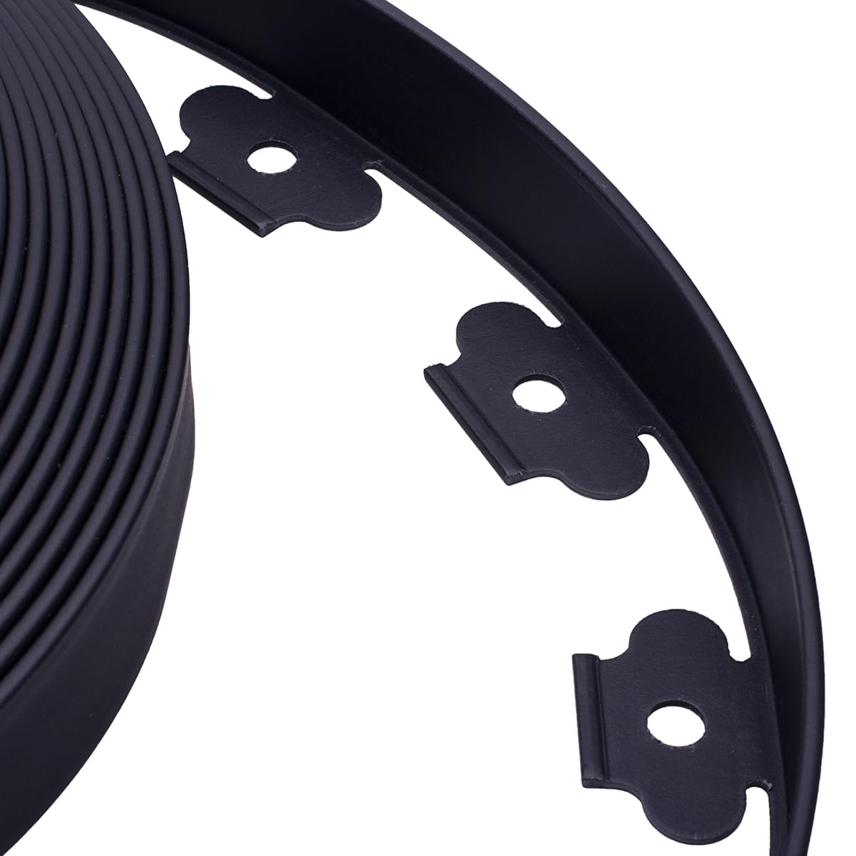 Garden Edging，100FT Landscape Edging 120 Stakes(8" 60Pcs& 6" 60Pcs) for Lawn 1.5 Inch Tall (Black, 100FT+120stakes)