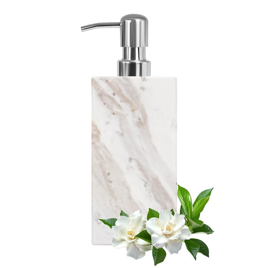 Amaauto White Marble Soap Dispenser for Bathroom and Kitchen Countertop - Lotion and Liquid Soap Dispenser, 6.7 Ounces Soap Bottle with Pump