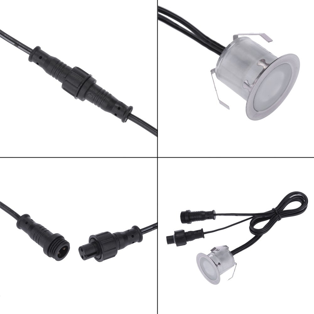 10PCS 32mm Outdoor Waterproof LED Deck Light Kit Landscape Recessed Lighting for Step Stair Yard Garden Patio Warm White