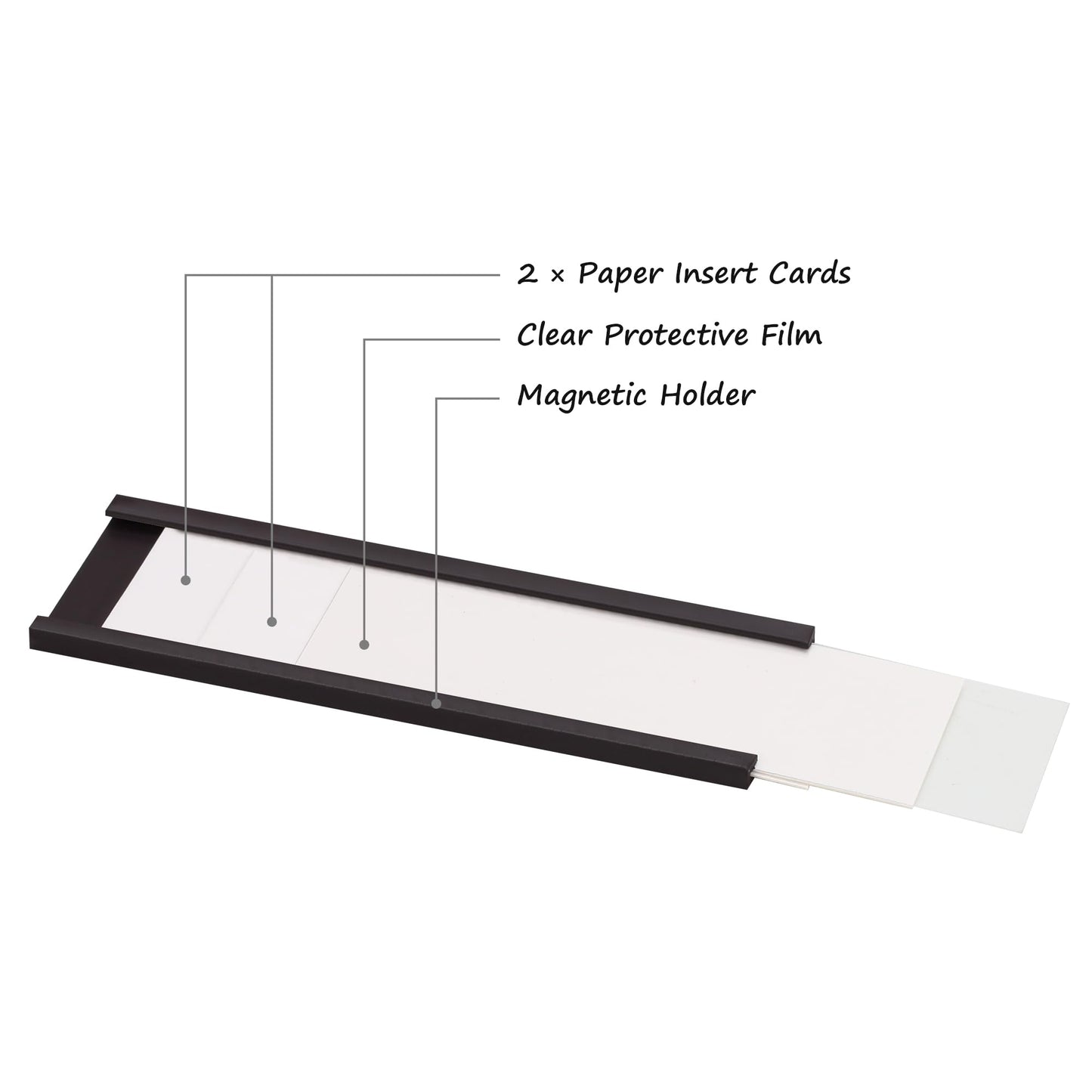 Realth C Channel Magnetic Label Holders 30 Pack 3'' x 5'' with Paper Inserts and Clear Plastic Protectors, Magnetic Data Card Holders File Cabinet Labels for Metal Racks and Shelves