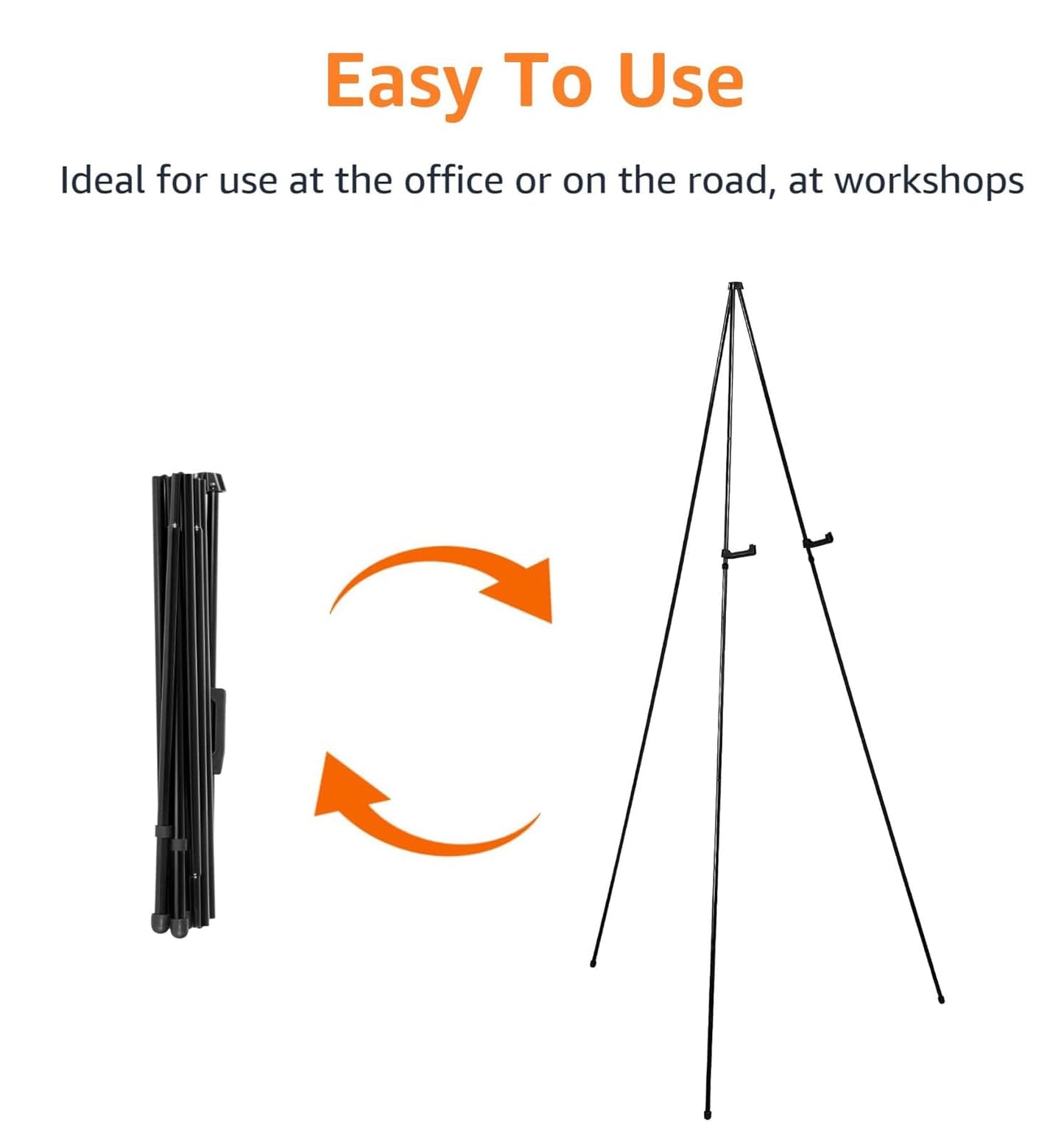 Amazon Basics Easel Display Stand, Instant Floor Poster, Lightweight, Collapsible and Portable with Tripod Base, Black Steel (supports 2.3 kg)