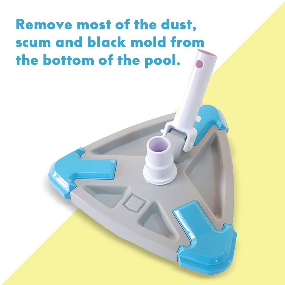 Pool Vacuum Head with Side Brush, Pool Triangular Weighted Brush for Inground and Above Ground Swimming Pools (White)