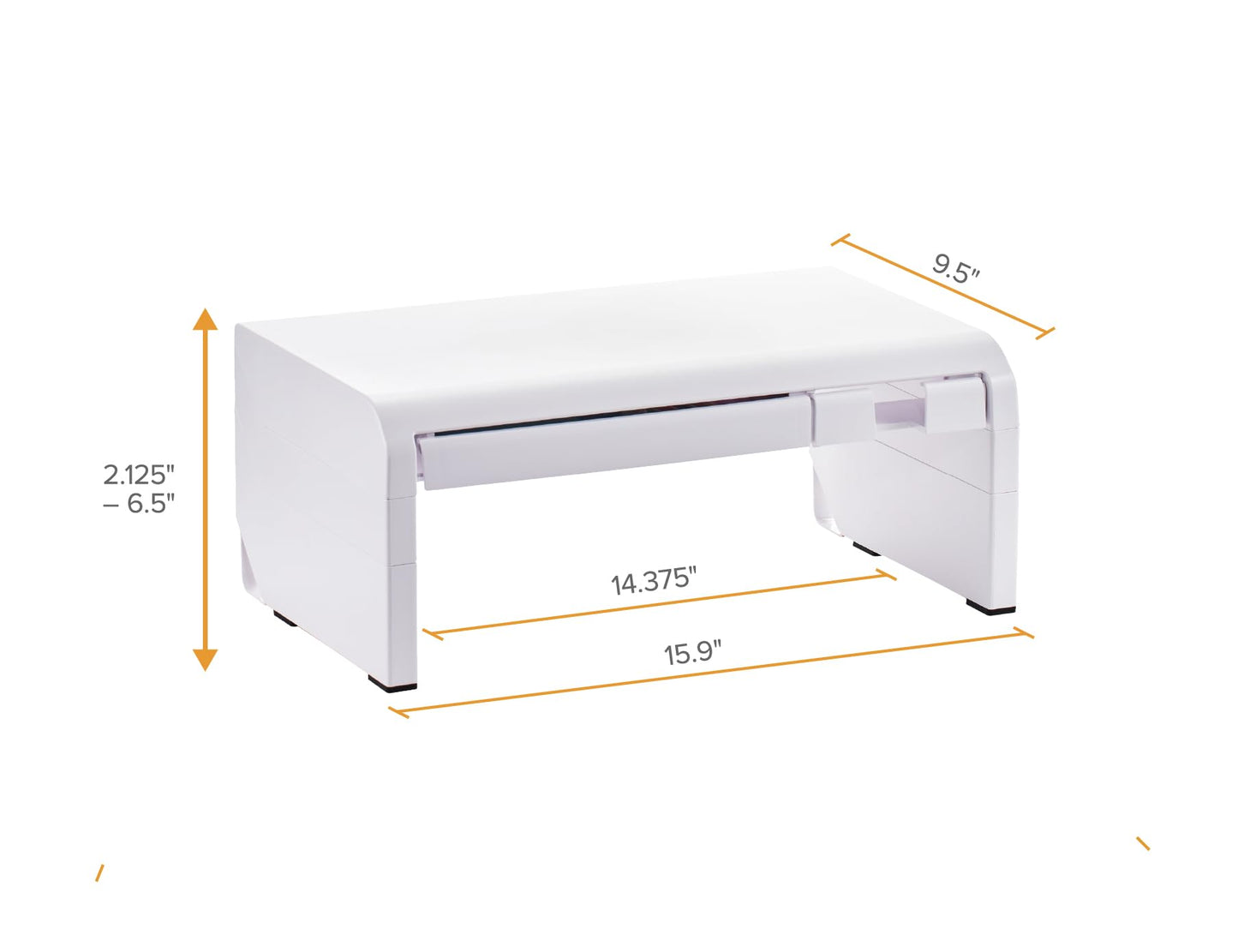 Bostitch Konnect Adjustable Monitor Riser with Drawer & Cell Phone Holder, Laptop Stand for Desk, 4 Height Levels, Cable Management & Rubber Feet