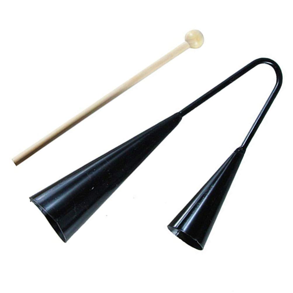 Agogo Bell Two Tone Traditional Samba Percussion Instrument with Wooden Stick for
