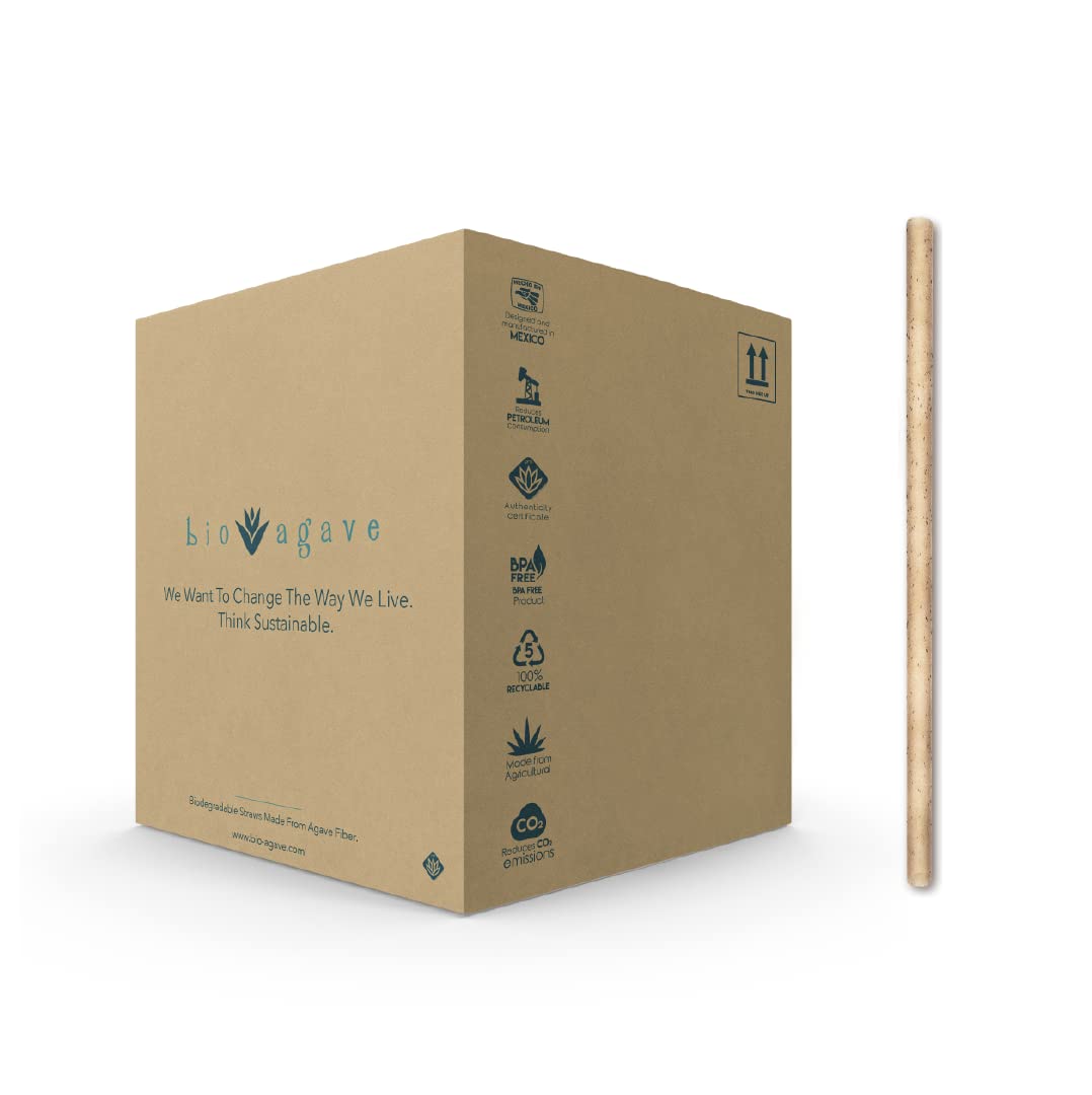BIO AGAVE - 3600 Pack Biodegradable 5.9" Cocktail Straws Made from Agave Fibers. | Plant Based Eco Friendly Products | Drinking Straws | Reusable Straws