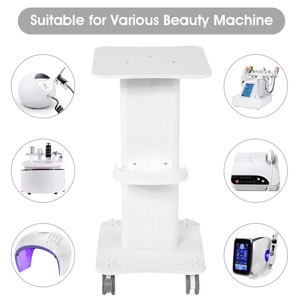 Ejoyous Aluminum Alloy ABS Salon Cart, White, 4 Wheels, Beauty Salon Trolley