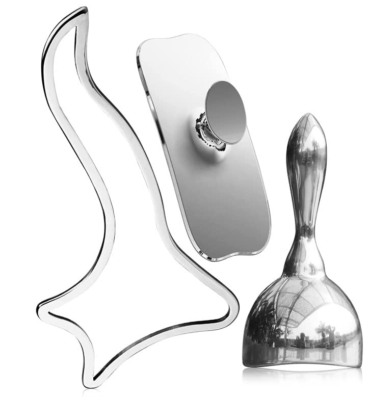 ONUEMP 3-in-1 Stainless Steel Gua Sha Massage Therapy Tool - Ice Muscle Scraper, Body Sculpting Cup for Maderoterapia Kit Colombiana, Lymphatic Drainage, Anti Cellulite, Deep Tissue Fascia Release
