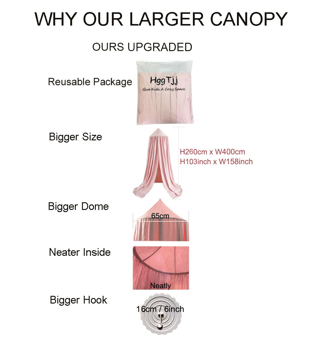 Extra Large Kids Bed Canopy for Girls Boys Bedroom Decor, Crib Nursery Hanging Light Blocking Reading Nook (Coral Pink)