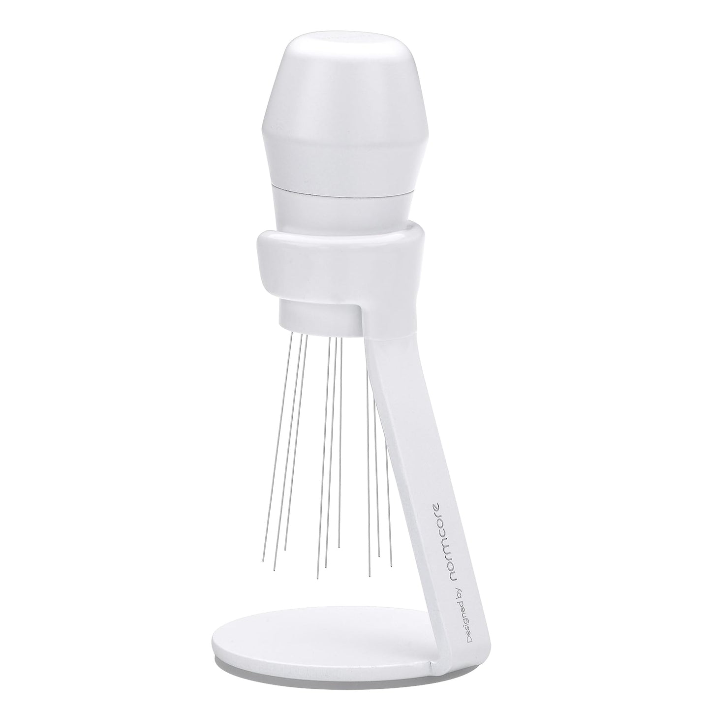 Normcore WDT Tool V3 - Espresso Distribution Tool with Stand - 9 Prong Needle Espresso Stirrer - 0.25mm / 0.3mm Thick Customized Needles - Built-in Magnet Handle with Stand - Non-Stick Coating White