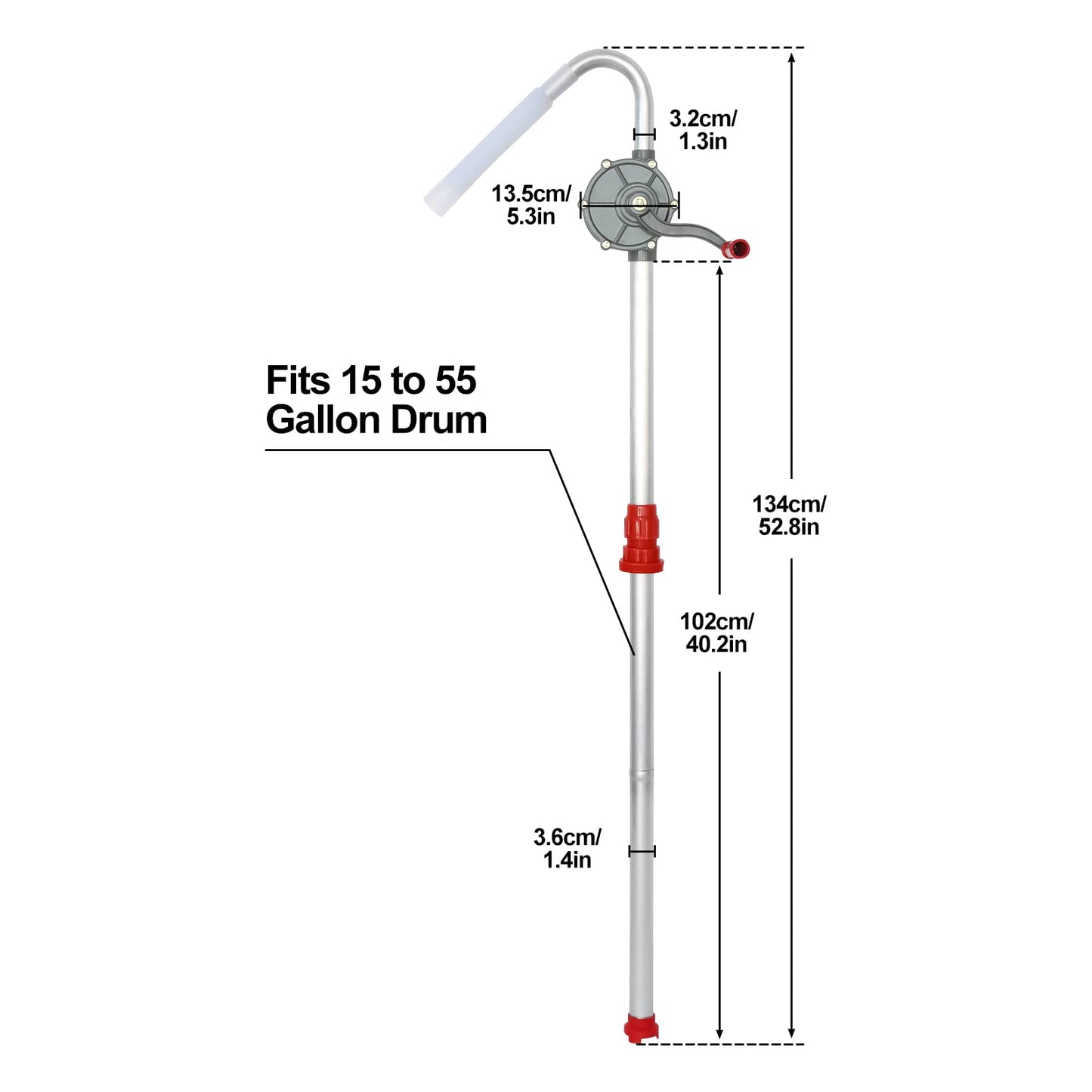 NORJIN Rotary Barrel Pump, Aluminum Rotary Hand Pump Fuel Pumps Transfer Manual Hand Crank Rotary Pump for Oil, Kerosene, Diesel, Hydraulic Fluid