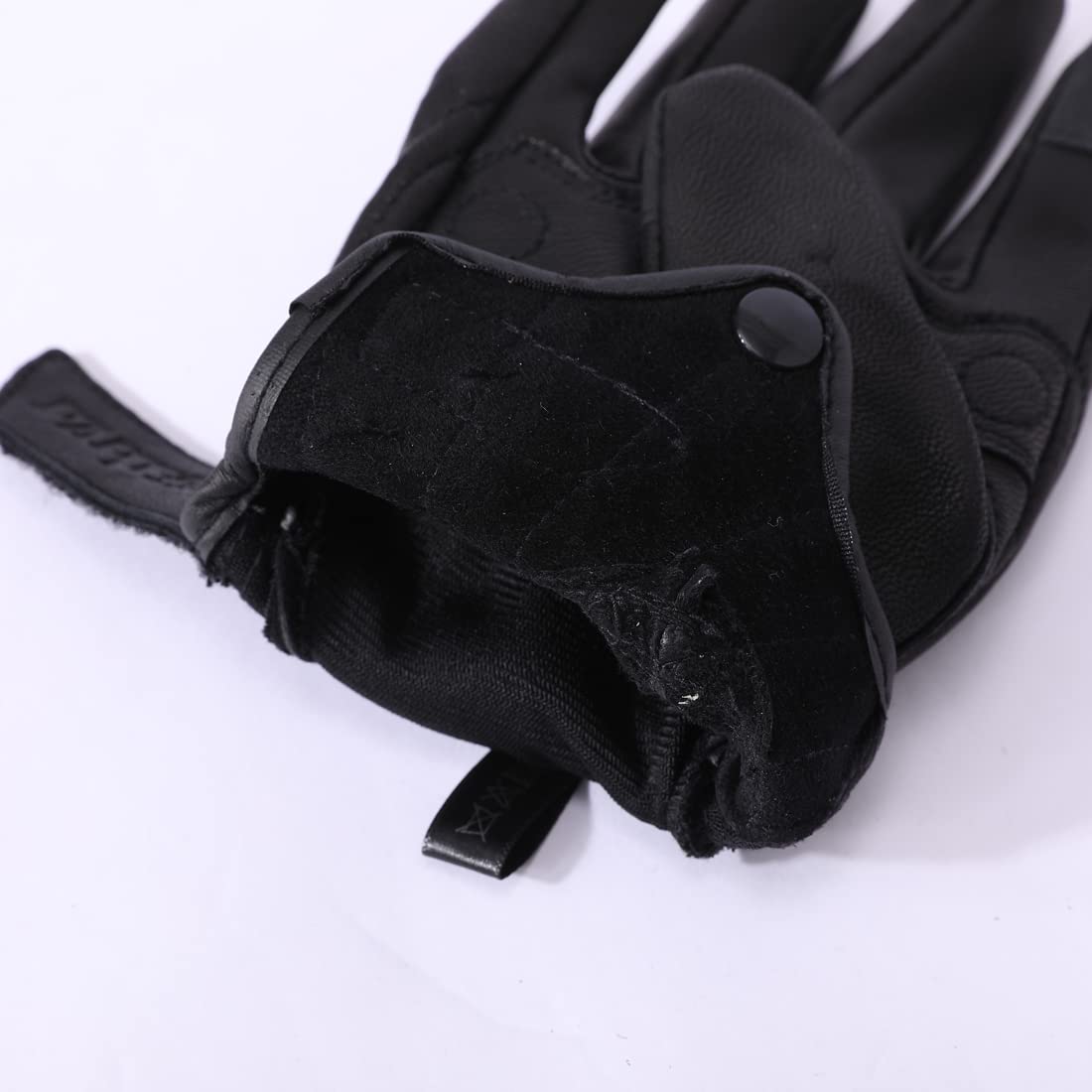 Harssidanzar Mens Full Finger Goatskin Leather Touchscreen Motorcycle Gloves GM028A,Black,Size L