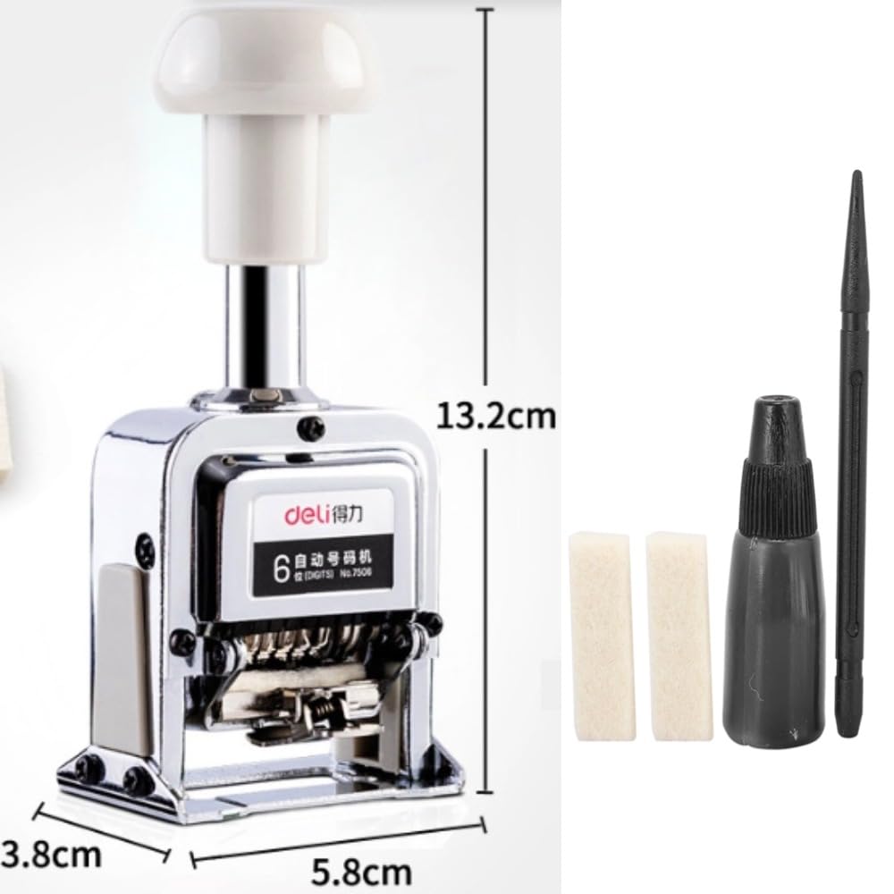Coding Machine, Number Stamp, Automatic Numbering Machine, with 7-Digit Stamps and Automatic Code Skipping, for Consecutive Numbering, Duplicating with Digit Pen