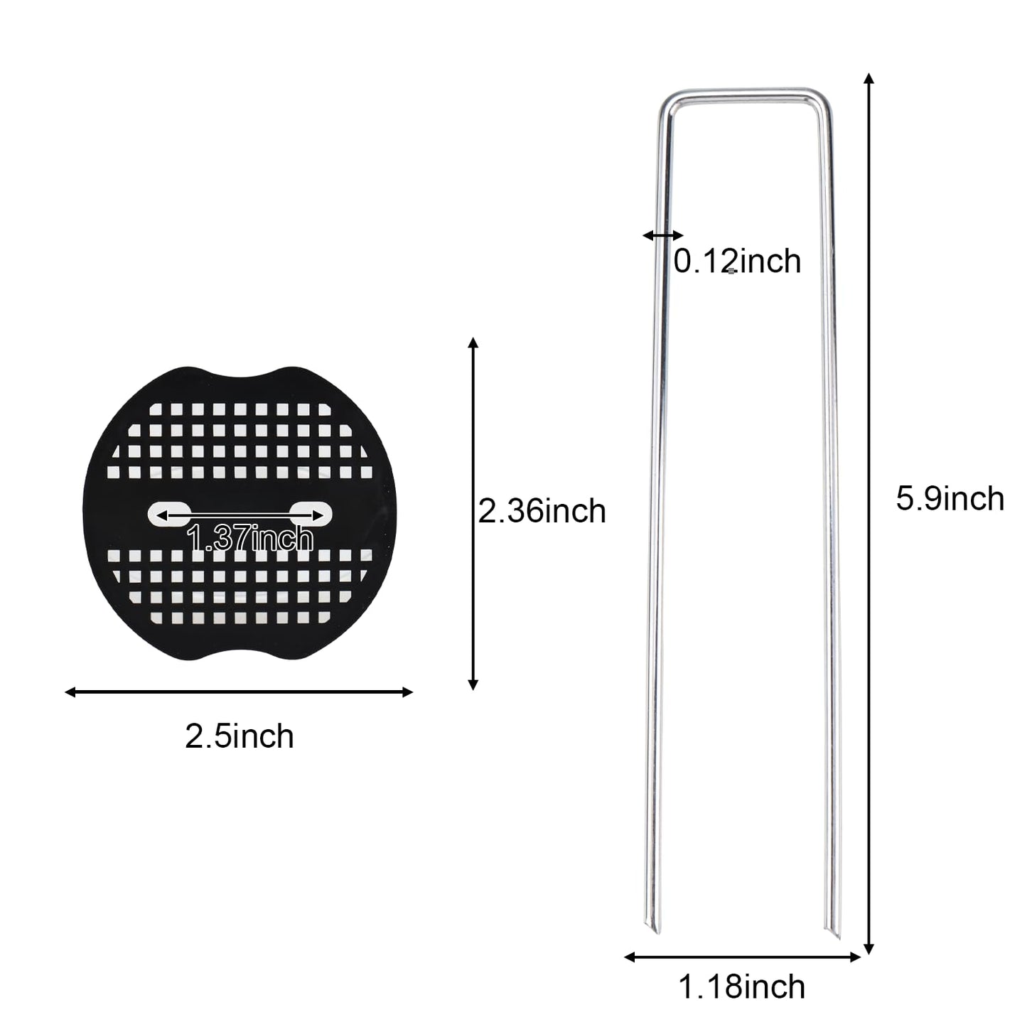 Artilife Landscape Fabric Staples with Gaskets,Galvanized Steel Landscape Staples,6” Length 11 Gauge Landscape Fabric Pins,U Shape Landscaping Staples for Weed Barrier (200pcs 6")