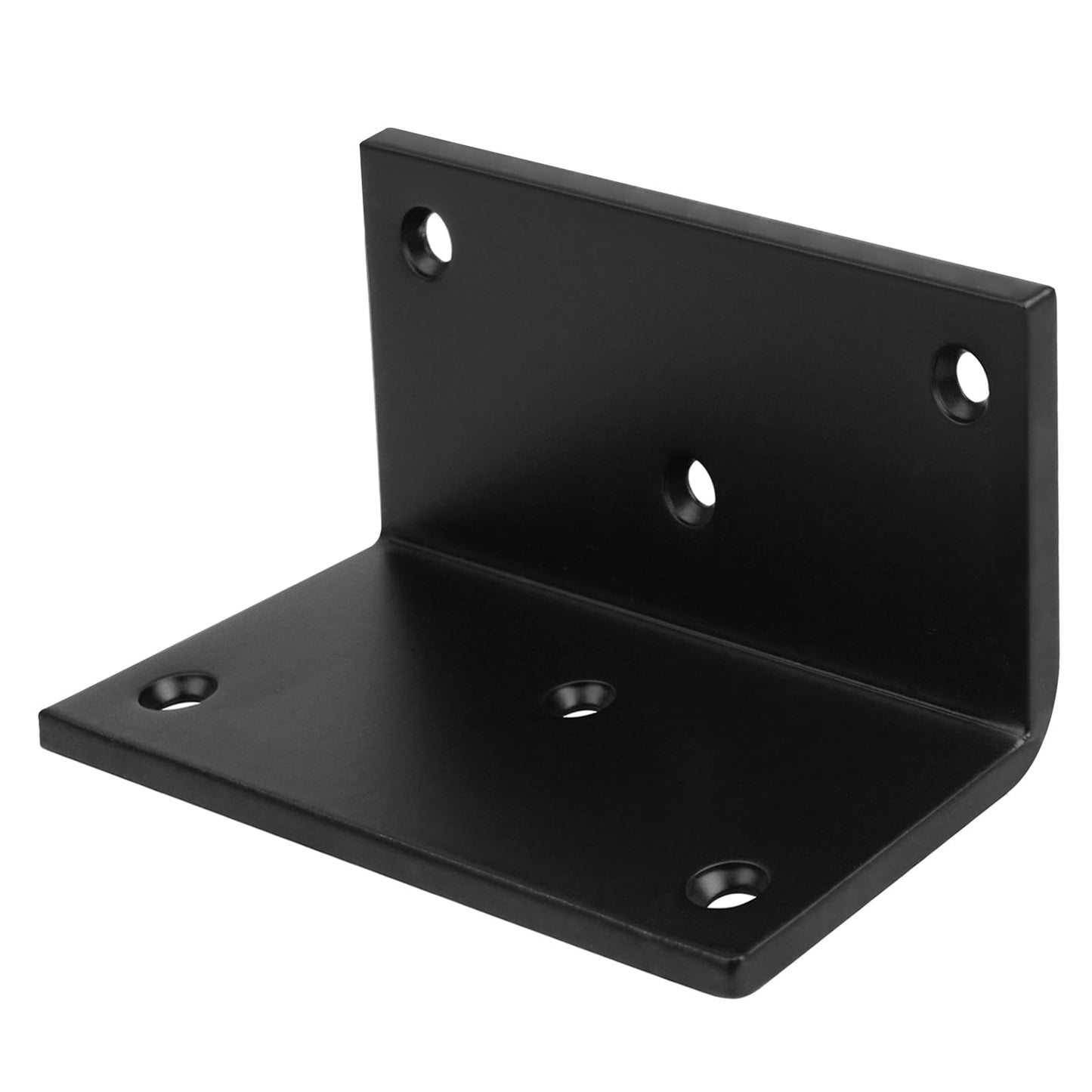 6 PCS Steel L Right Angle Bracket 4" x 2", Max Load 132LB, Black Corner Brace