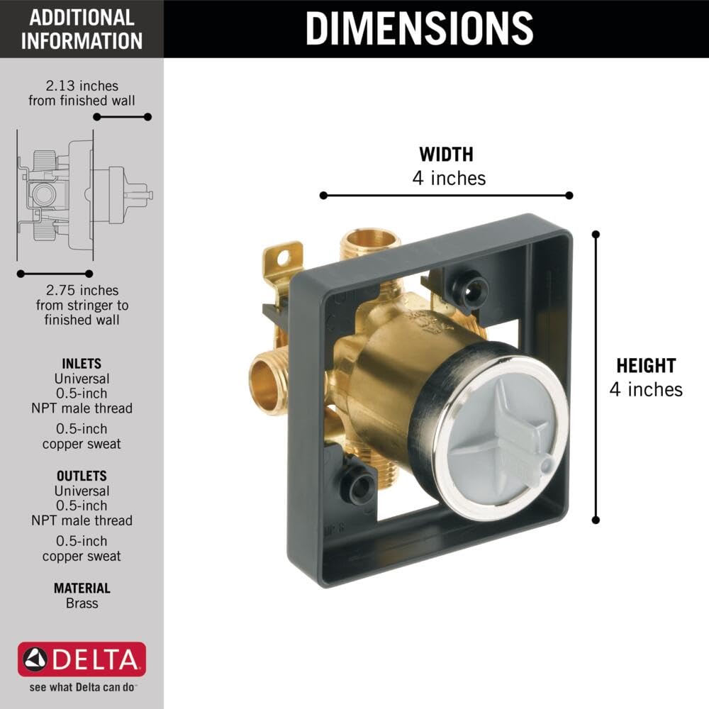 Delta Faucet R10000-UNBX MultiChoice Tub and Shower Valve Body for Tub Faucet Trim Kits, Multi