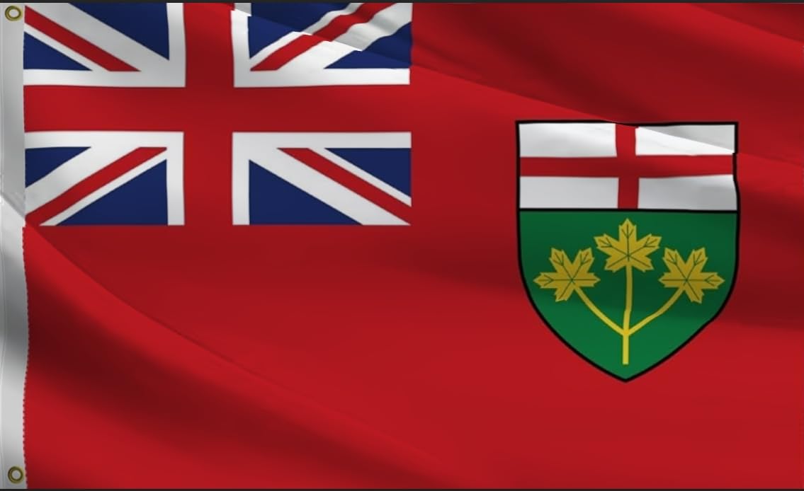 Large Canada Ontario Flag 8X12 FT, Canadian Province of ON Flags for Outdoor and Indoors,Double Stitched CA Polyester Flags, with Brass Grommets and Stronger Header. (Ontario, 8X12)