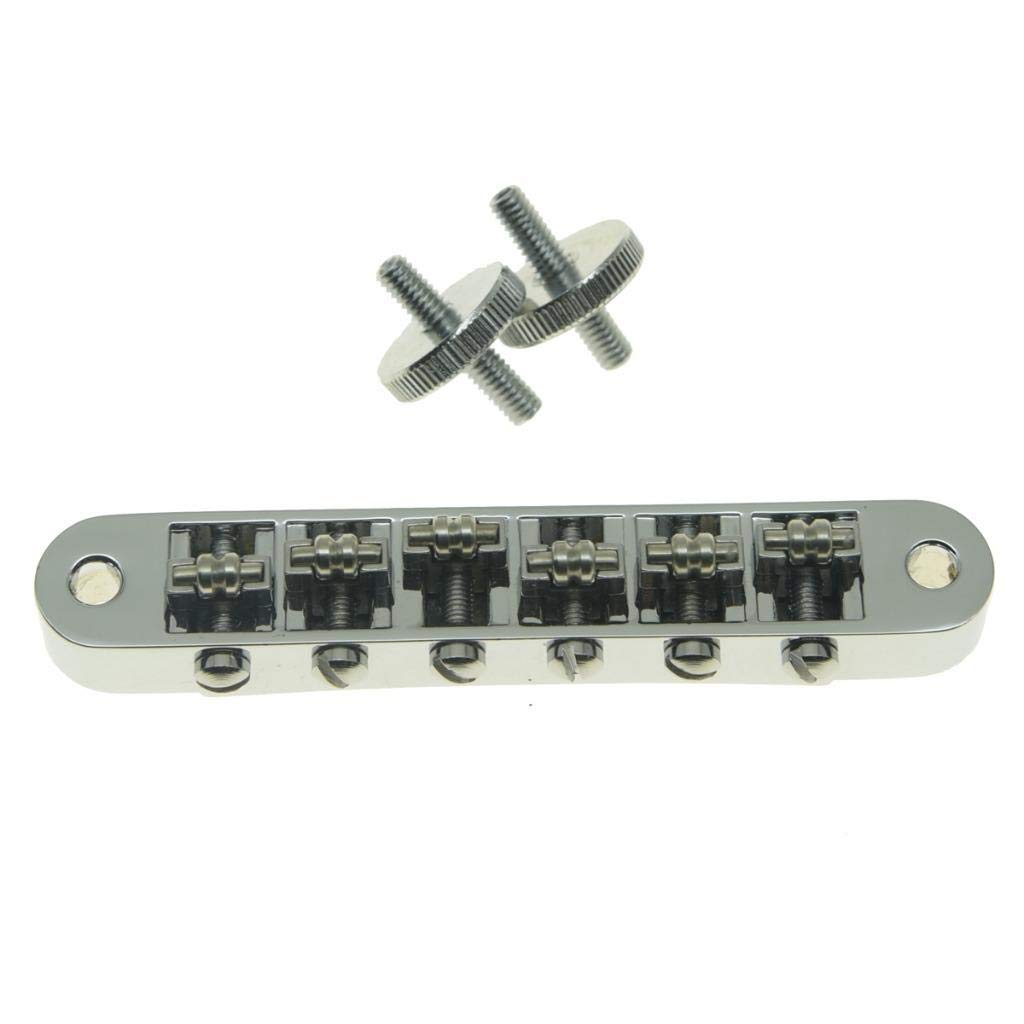 KAISH Chrome Guitar Roller Saddle Bridge Tune-O-Matic Bridge For Gibson Les Paul,SG,ES Dot,Gretsch Bigsby Guitar with M4 Threaded Posts