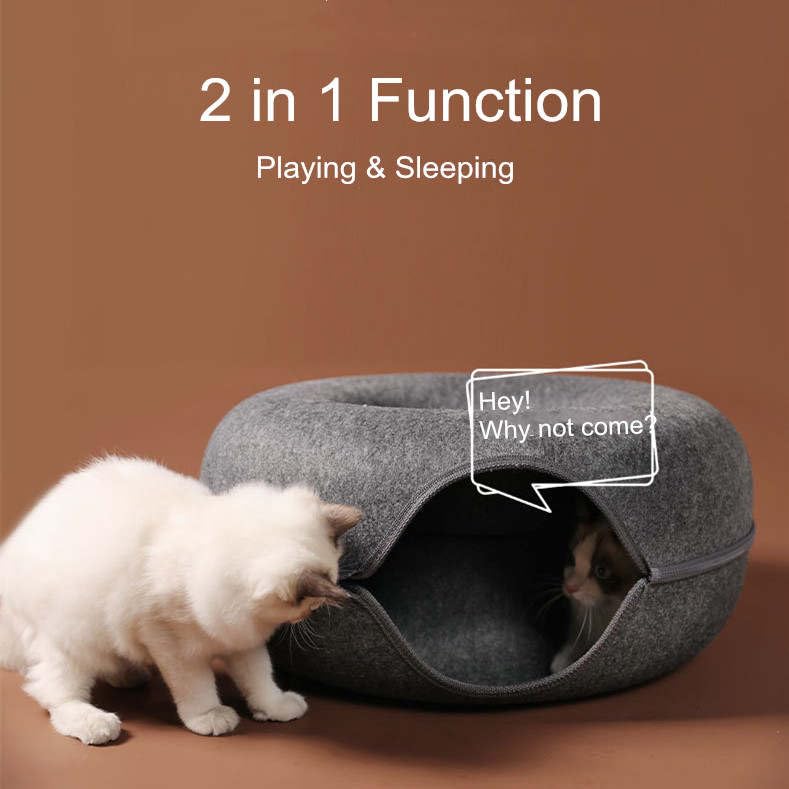 Compact Indoor Cat Tunnel Hideaway – Cozy, Durable & Fun Space for Small to Medium Cats (Dark Grey, Small 50 * 50 * 18 cm)