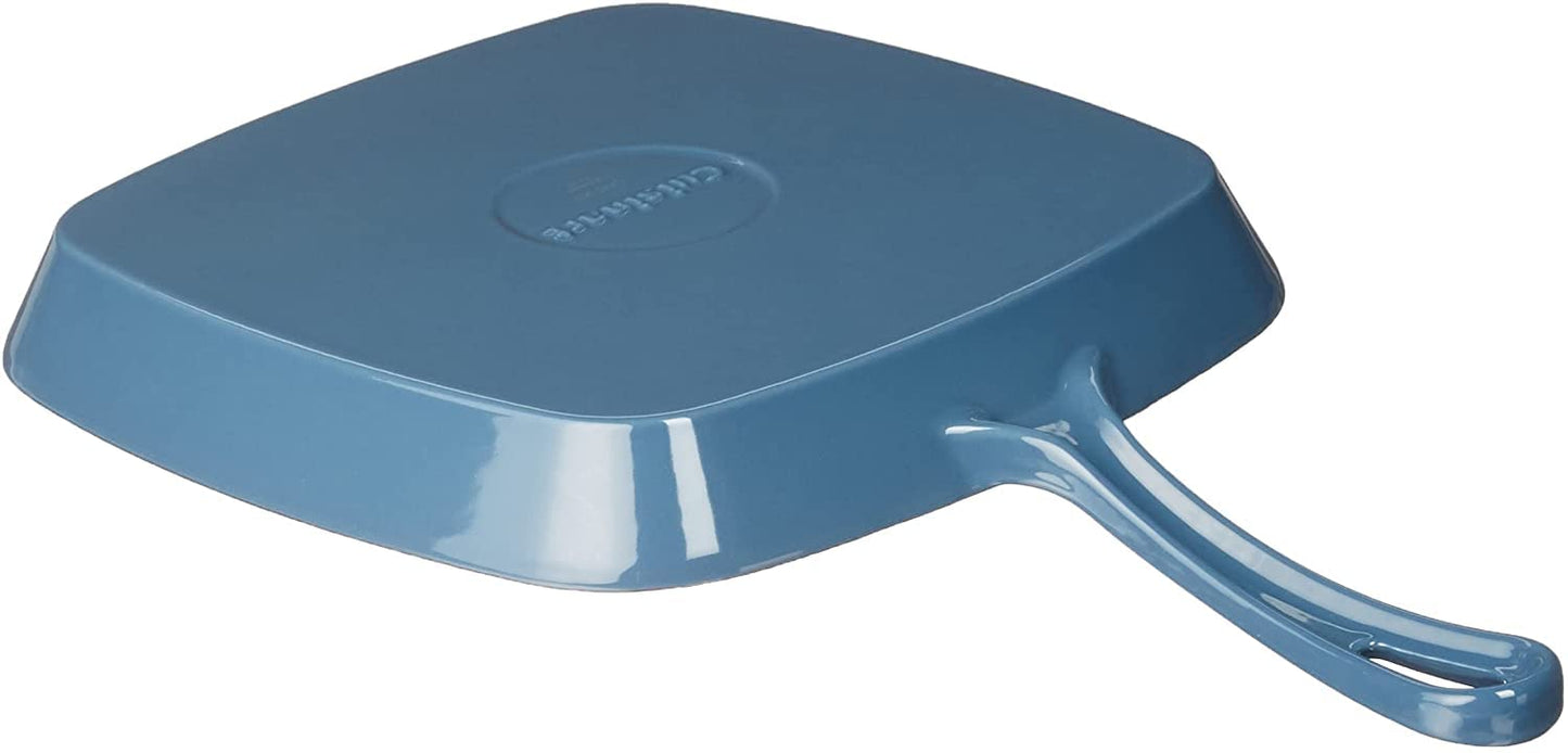 CUISINART CI30-23BG Chef's Classic Enameled Cast Iron 9-1/4" Square Grill Pan, Provencal Blue