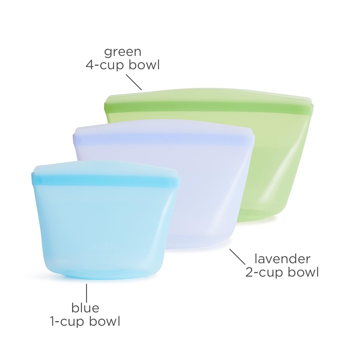 Stasher Premium Silicone Reusable Food Storage Bags, 3-Pack, Multi, Multi-Use Food Storage Bags, Lunch Bag, Travel Containers, BPA Free, Leak-free, Dishwasher-Safe, Eco-friendly