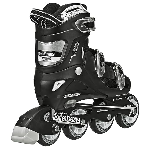 Roller Derby Men's V-Tech 500 Button Adjustable Inline Skate, Black/White, Size 6-9