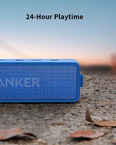 Anker Soundcore 2 12W Portable Wireless Bluetooth Speaker: Better Bass, 24-Hour Playtime, 66ft Bluetooth Range, IPX7 Water Resistance & Built-in Mic, Dual-Driver Speaker for Beach, Travel, Party- Blue