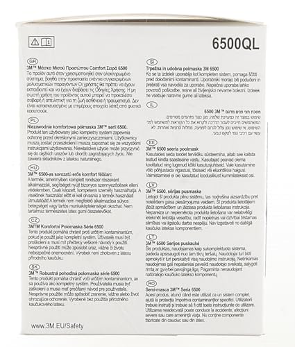 3M Personal Safety Division 6503QL Rugged Comfort Quic-Latch Half-Facepiece Reusable Respirators, Large, Grey/Teal