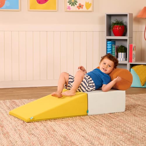 B. toys – Sensory Foam Building Blocks for Toddlers – 3 Pieces Climbing Set with Cylinder, Ramp & Block – Easy-Grip Handles, Machine Washable Covers – Soft Play Shapes for Babies & Toddlers 12+ Months