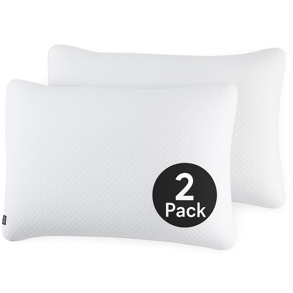 Brookstone TempSense Down Alternative Pillow Set - King Size Bed Pillows for Adults, Comfortable and Supportive Bedroom Pillows for Bed, Ideal for All Sleep Positions - 2 Pack, White