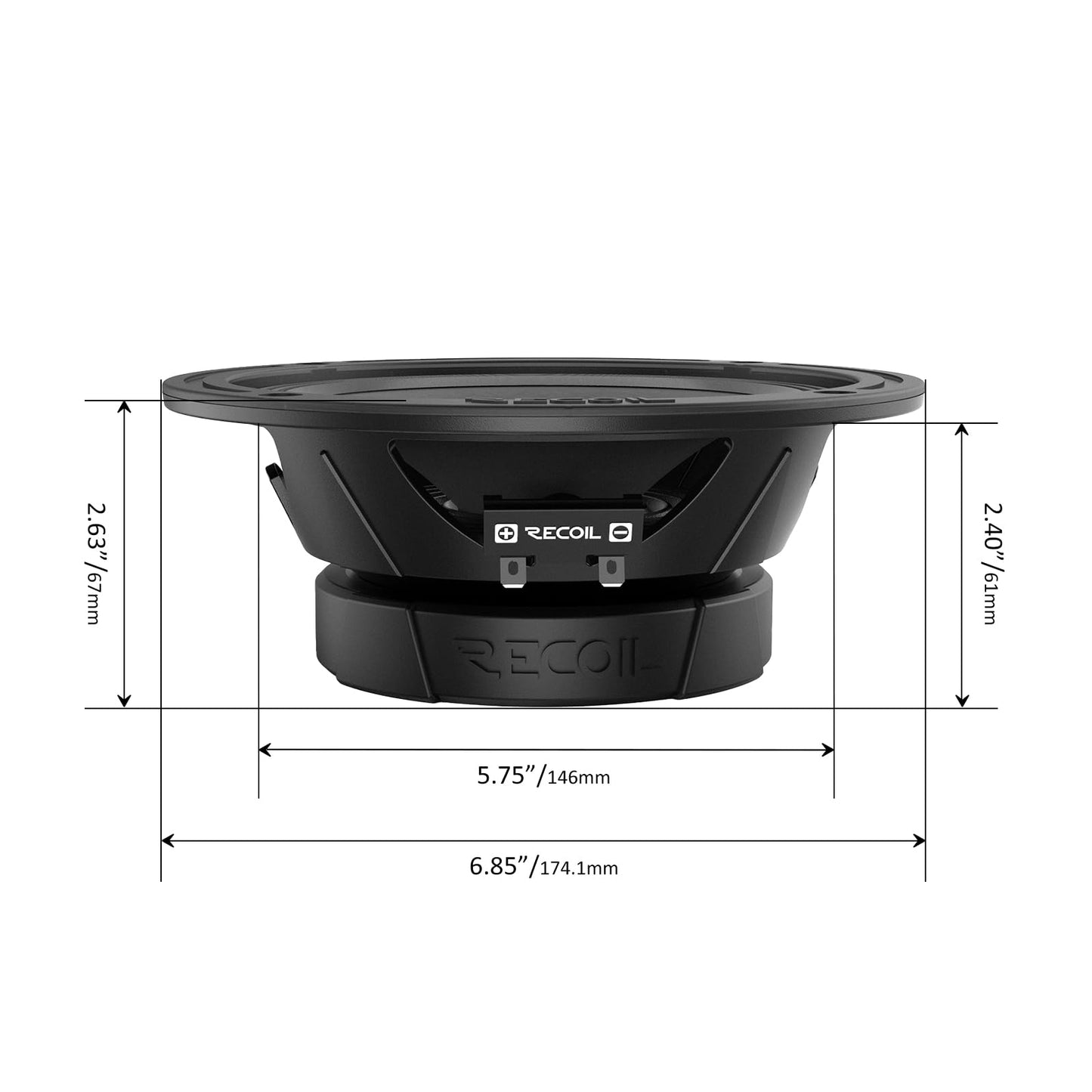RECOIL MS65-4P 6.5-Inch Midrange Pro Audio Car Speakers, 600 Watts Max, 300 Watts RMS, 4Ohm, 1.5-Inch High Temperature Kapton Voice Coil, Premium Quality Car Audio Door Speakers (Pair)