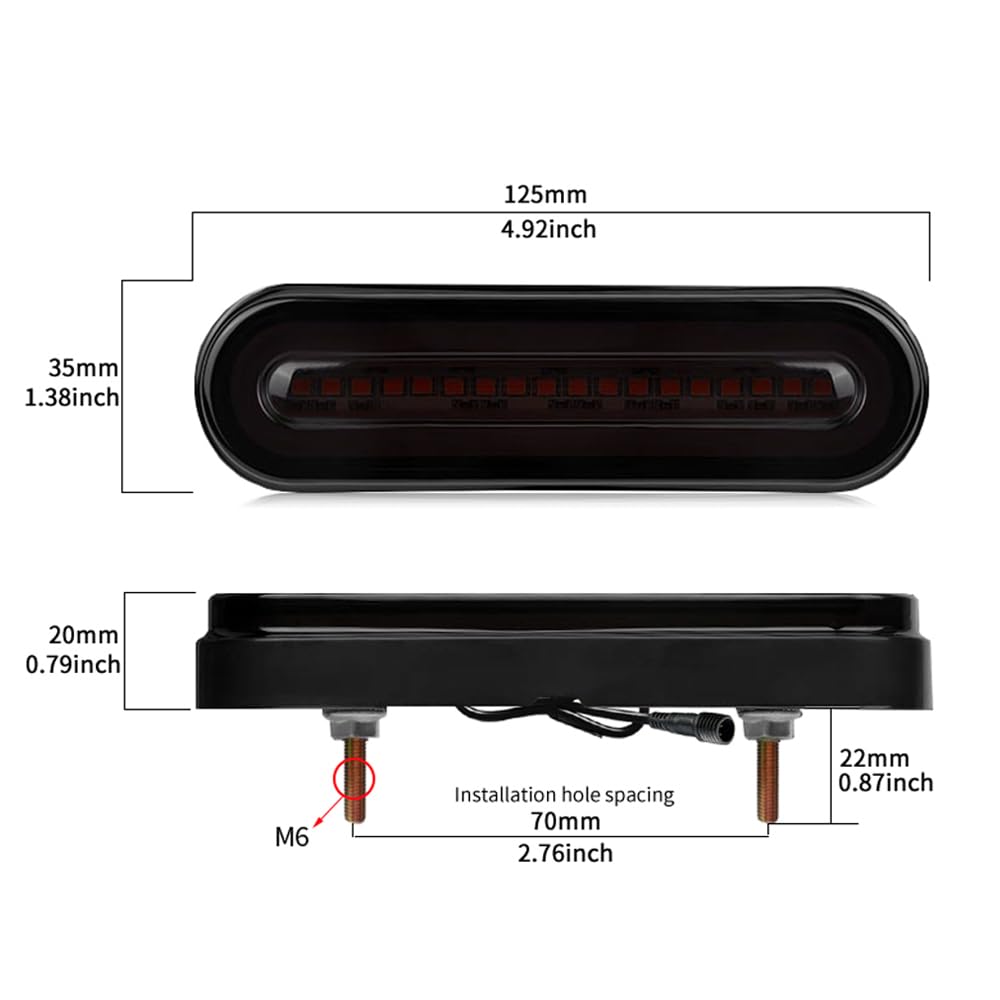 BlyilyB Oval Cargo Carrier Stop Turn Signals Tail Light Light Kit with Waterproof 4 Pin Grommets Wire Harness For Luggage Rack (Pack of 2)