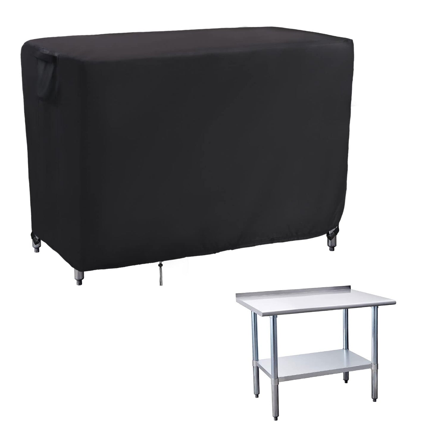 Kingling Outdoor Table Cover 48 Inch, Waterproof Stainless Steel Table Cover Metal BBQ Table Covers Weather Protection for Patio Kitchen Work/Prep Tables - 48''L x 24''W x 35''H(Black)