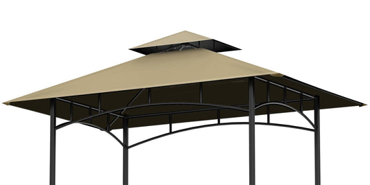OIPUNSHLE Grill Gazebo Replacement Canopy Top, 5'x8' Top Double Tiered Replacement Canopy Roof, Grill Shelter Cover Roof Fit for Gazebo Model L-GG001PST-F (Khaki)