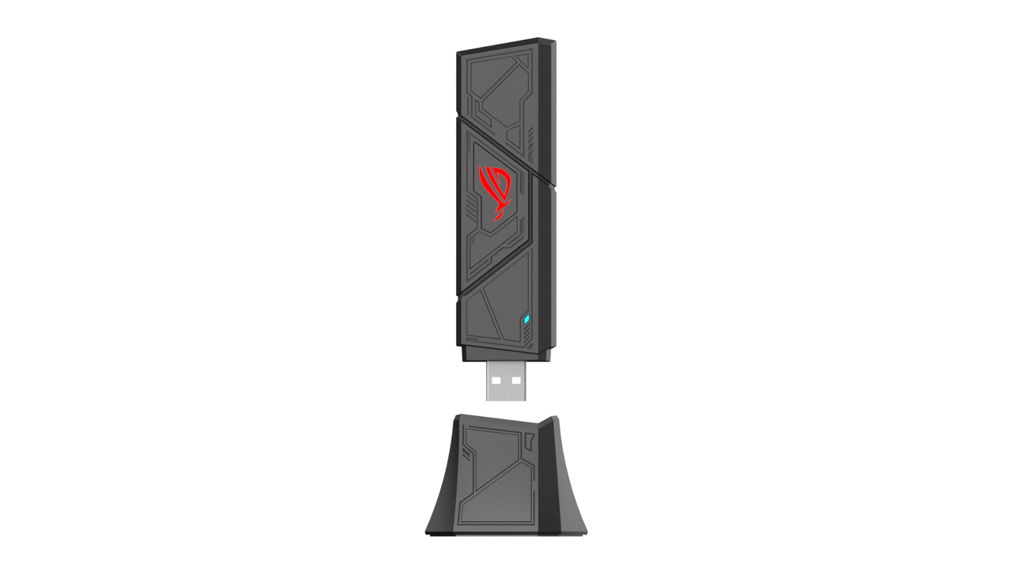 ASUS ROG USB-BE92 Tri-Band BE6500 WiFi 7 USB Adapter, 6GHz Band, Support 4096-QAM, Multi-Link Operation (MLO), Compatible with Type A and C, WPA3 Network Security