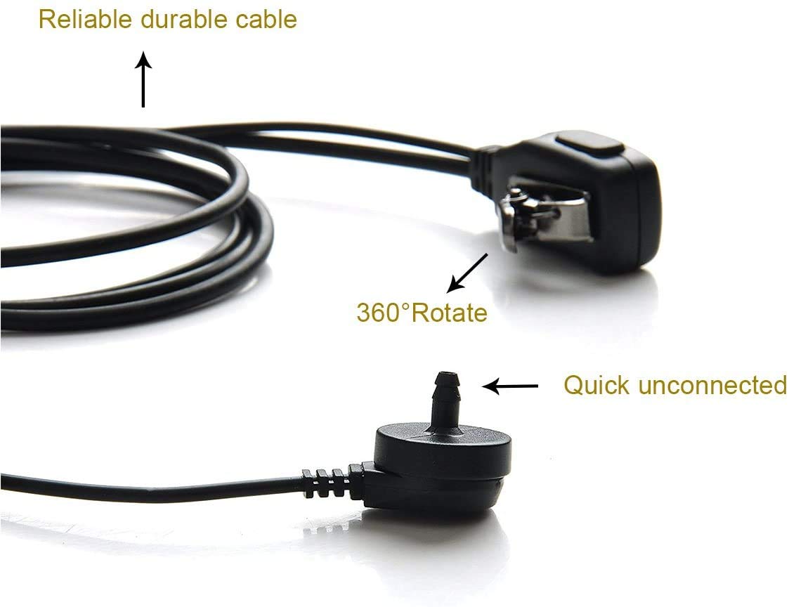 Retevis Walkie Talkie Headset 2 Pin PTT MIC Covert Acoustic Tube Secret Service Earpiece for Kenwood Radio Baofeng UV-5R Retevis RT27 H-777 RT22 Two Way Radios (10 Pack)