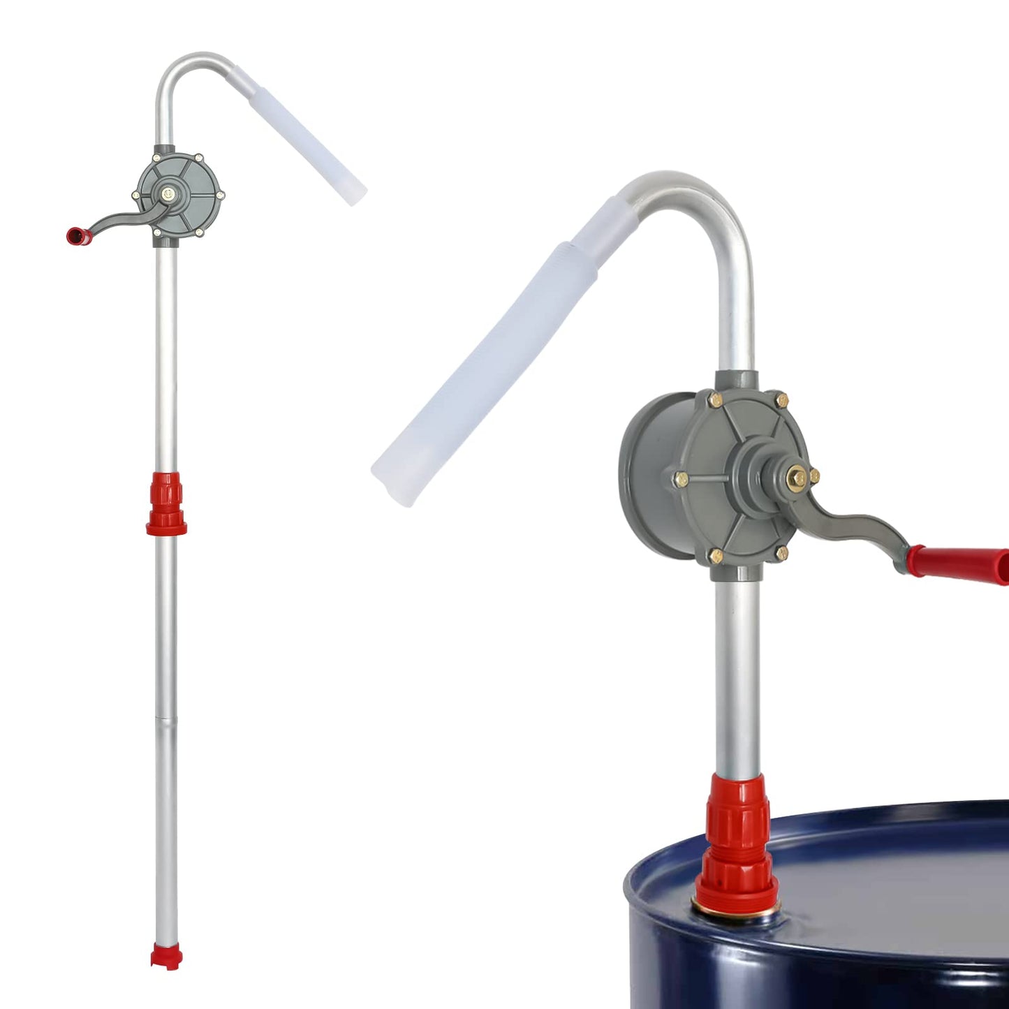 NORJIN Rotary Barrel Pump, Aluminum Rotary Hand Pump Fuel Pumps Transfer Manual Hand Crank Rotary Pump for Oil, Kerosene, Diesel, Hydraulic Fluid