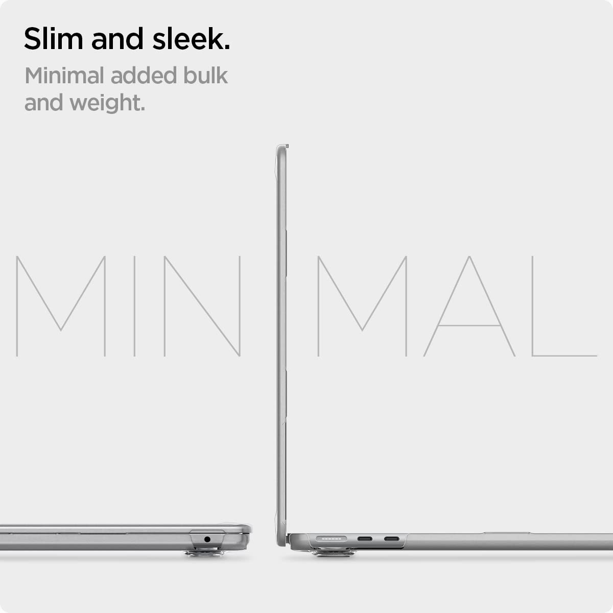 Spigen Thin Fit Designed for MacBook Air 13 inch Transparent Protective Hard Shell Case Cover 2024 M3 A3113, 2022 M2 A2681 - Crystal Clear