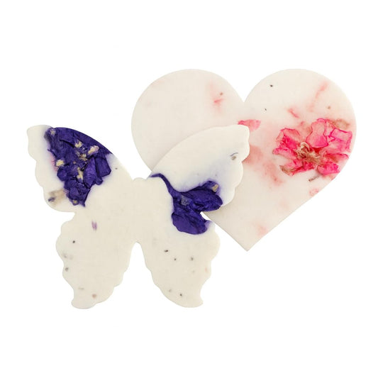 48 Pieces of Hearts and Butterfly Handmade Wildflower Seeds Embedded Recycled Seed Paper Hearts and Butterflies - Gift Tags Seeded Paper Gift Cards Stationery & Gift Wrapping Supplies