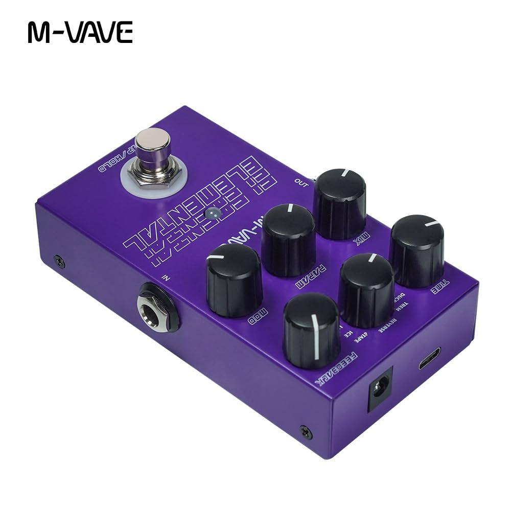 M-VAVE ELEMENTAL Digital Delay Pedal - 9 Modes, 3000ms Psychedelic Delay, Artistic Design, Dual Power Supply, TAP/HOLD Modes for Guitar/Keyboard