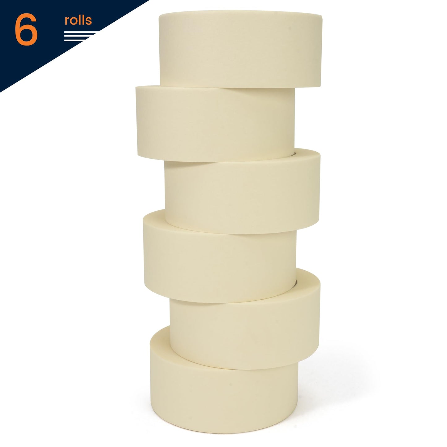 TAPEBEAR General Purpose Masking Tape 2 Inch, 50mm x 55m Beige White Painters Tape for Painting, Labeling, DIY Arts Crafts, Home Office School Projects, 6Rolls