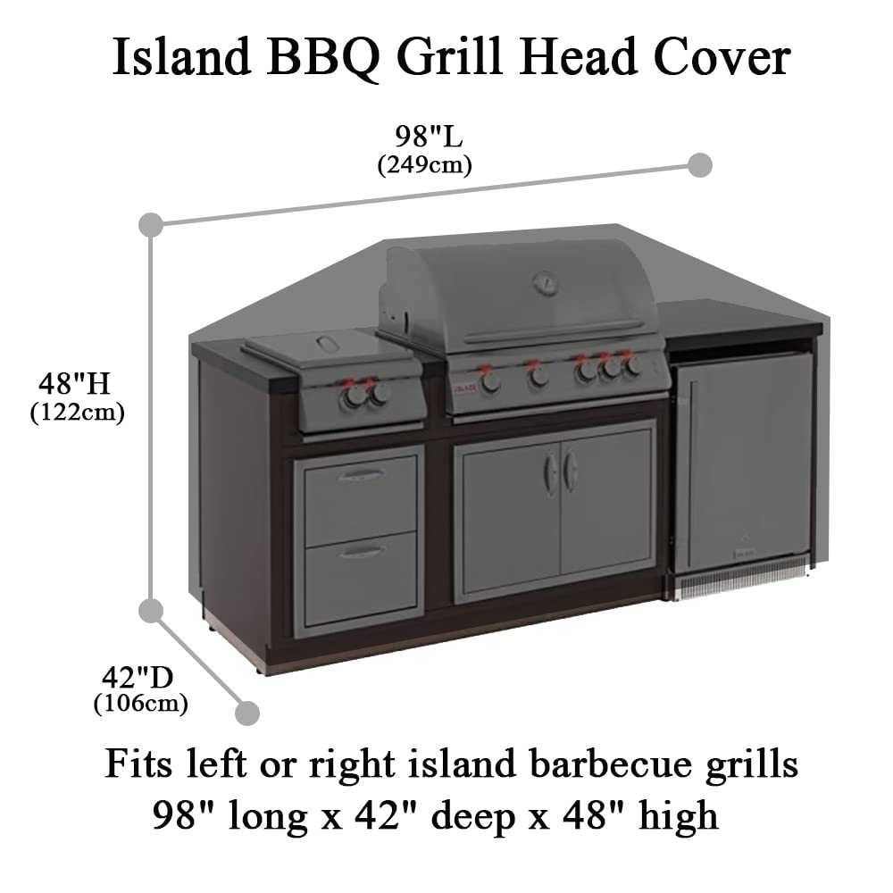 Cozzka 98 Inch Island BBQ Grill Head Cover Heavy Duty Waterproof Outdoor Kitchen BBQ Cover, Black