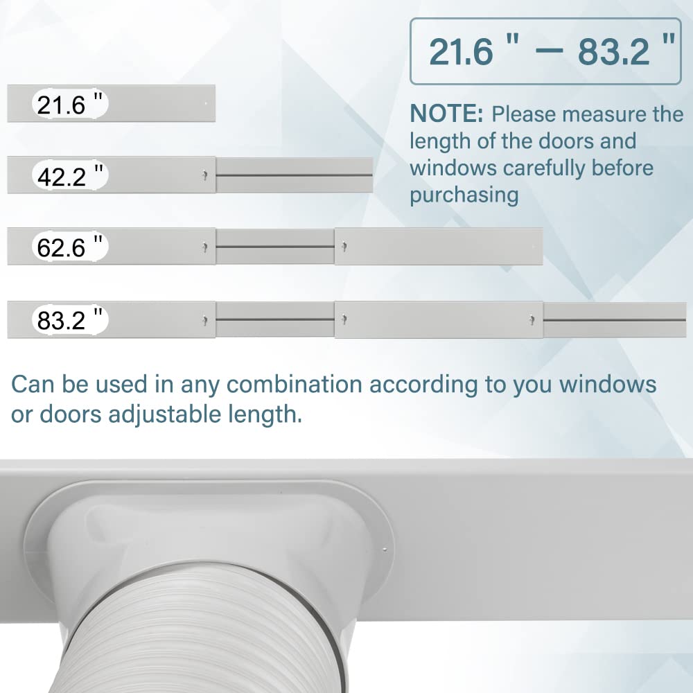 Portable Air Conditioner Window Door Kit with 5.9“ Exhaust Hose, Universal Adjustable Window Seal for AC Unit, AC Vent Kit for Sliding Window and Door with 2 M Hose