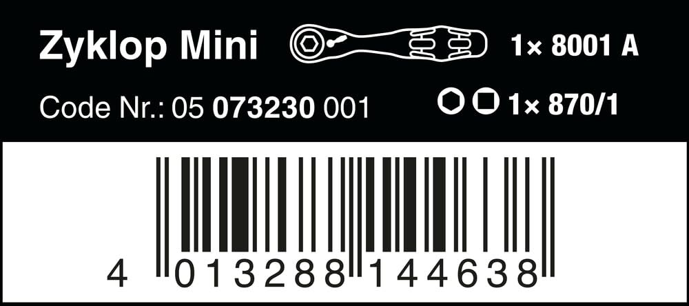 8001 A MINI 1/4" BIT Ratchet with 1/4 Drive