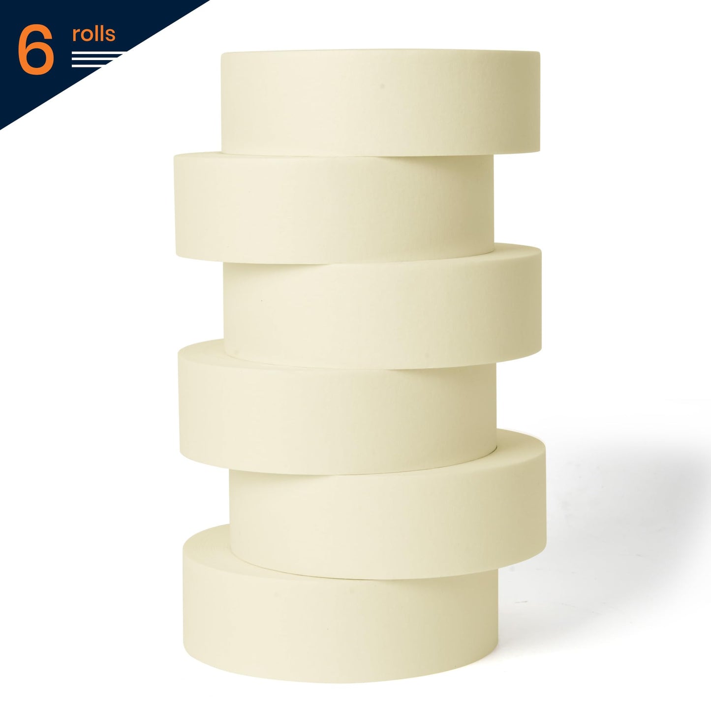TAPEBEAR General Purpose Masking Tape 36mm x 55m, Beige White Painters Tape for Painting, Labeling, DIY Arts Crafts, Home Office School Projects, 6 Rolls