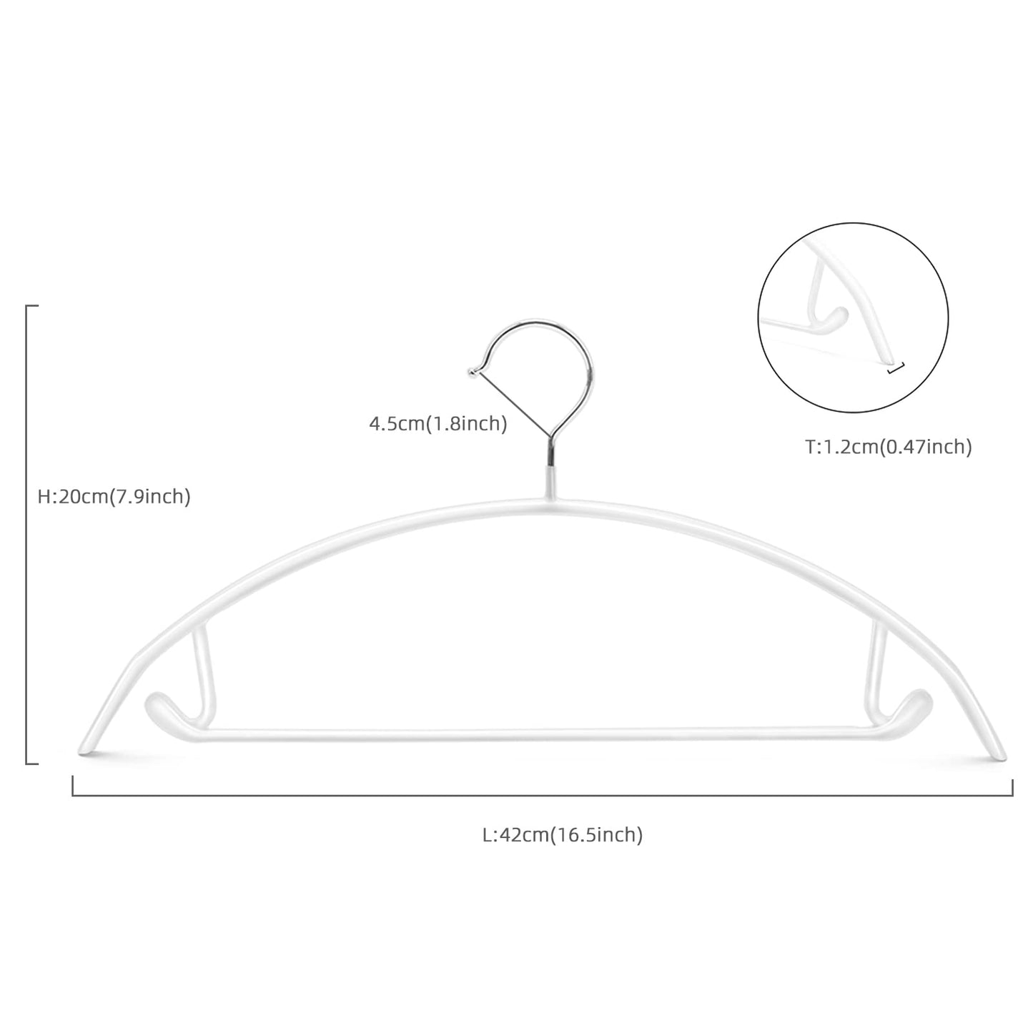 Nature Smile Non Slip PVC Coating Sweater Hangers,Dress Suit Coat Hangers,Shoulder Bump Free Golf T Shirts Clothes Hangers (White Color 20 Pack)