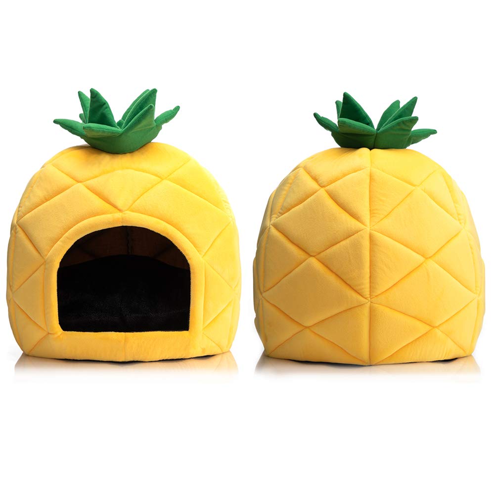 Hollypet Cozy Pet Bed Warm Cave Nest Sleeping Bed Pineapple Shape Puppy House for Cats and Small Dogs, Yellow
