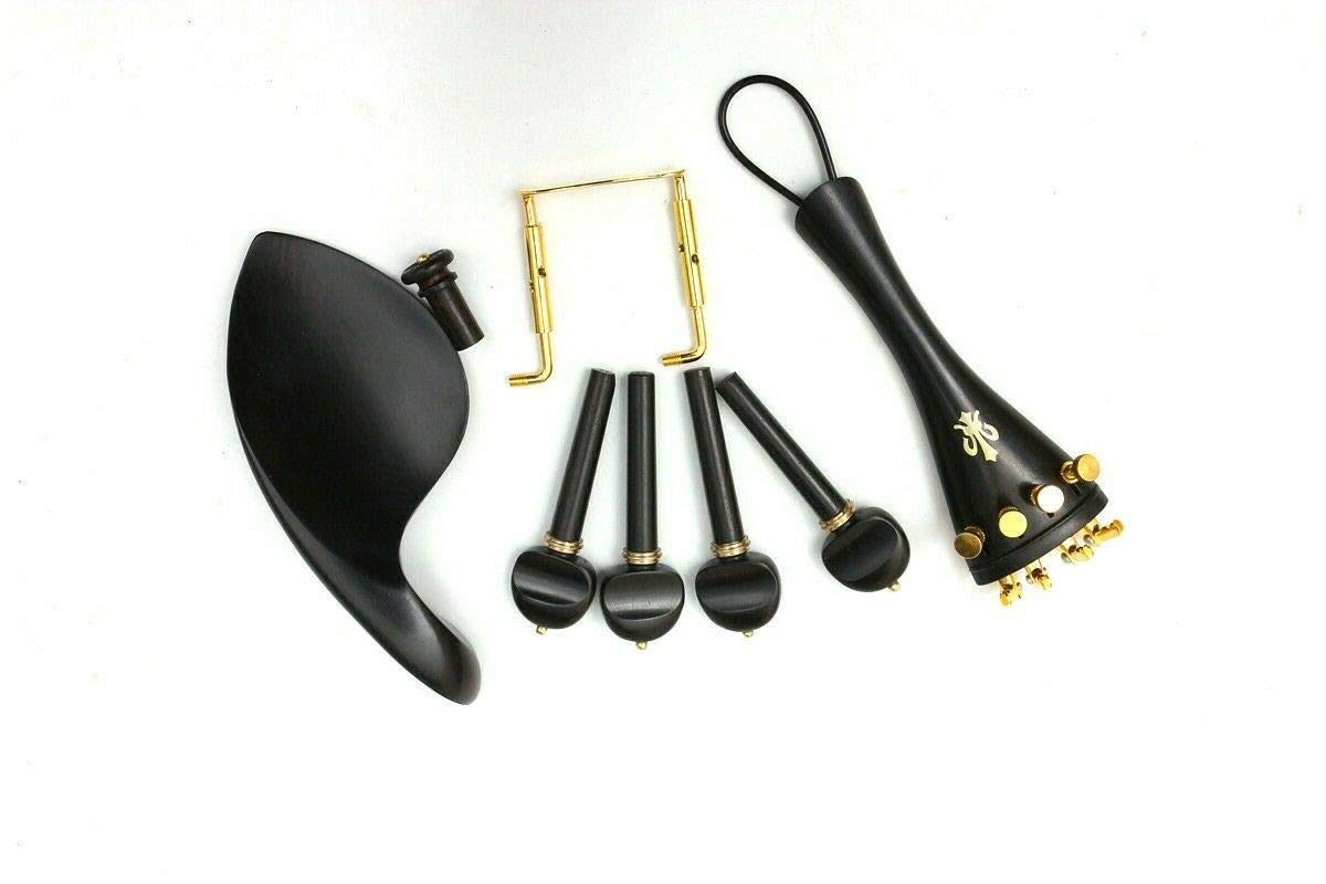 Yinfente 4/4 Full Size Violin Accessories Set - Includes Ebony Wood Pegs, Tailpiece, Fine Tuner, Chin Rest, Clamp, and End Pin - Premium Quality for Enhanced Sound and Durability