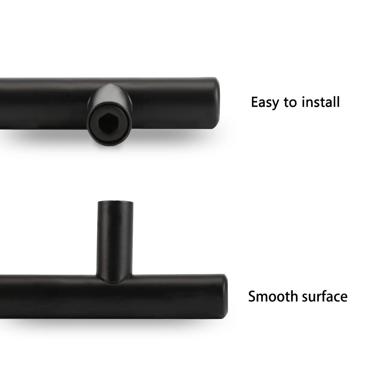 homdiy 25 Pack Black Cabinet Handles 3-3/4in(96mm) Hole Centers Drawer Pulls Black Kitchen Cabinet Handles T Bar Stainless Steel