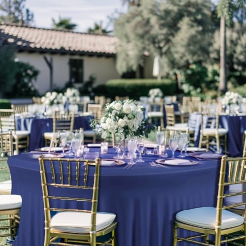 4 Pack Navy Blue Cloth Tablecloth for 5 FT Round Table, Circle Picnic Table Cloths for Outdoors, Table Cloths for 60 Inch Circular Tables for Wedding Photography Party Events Mermaid Birthday Decor